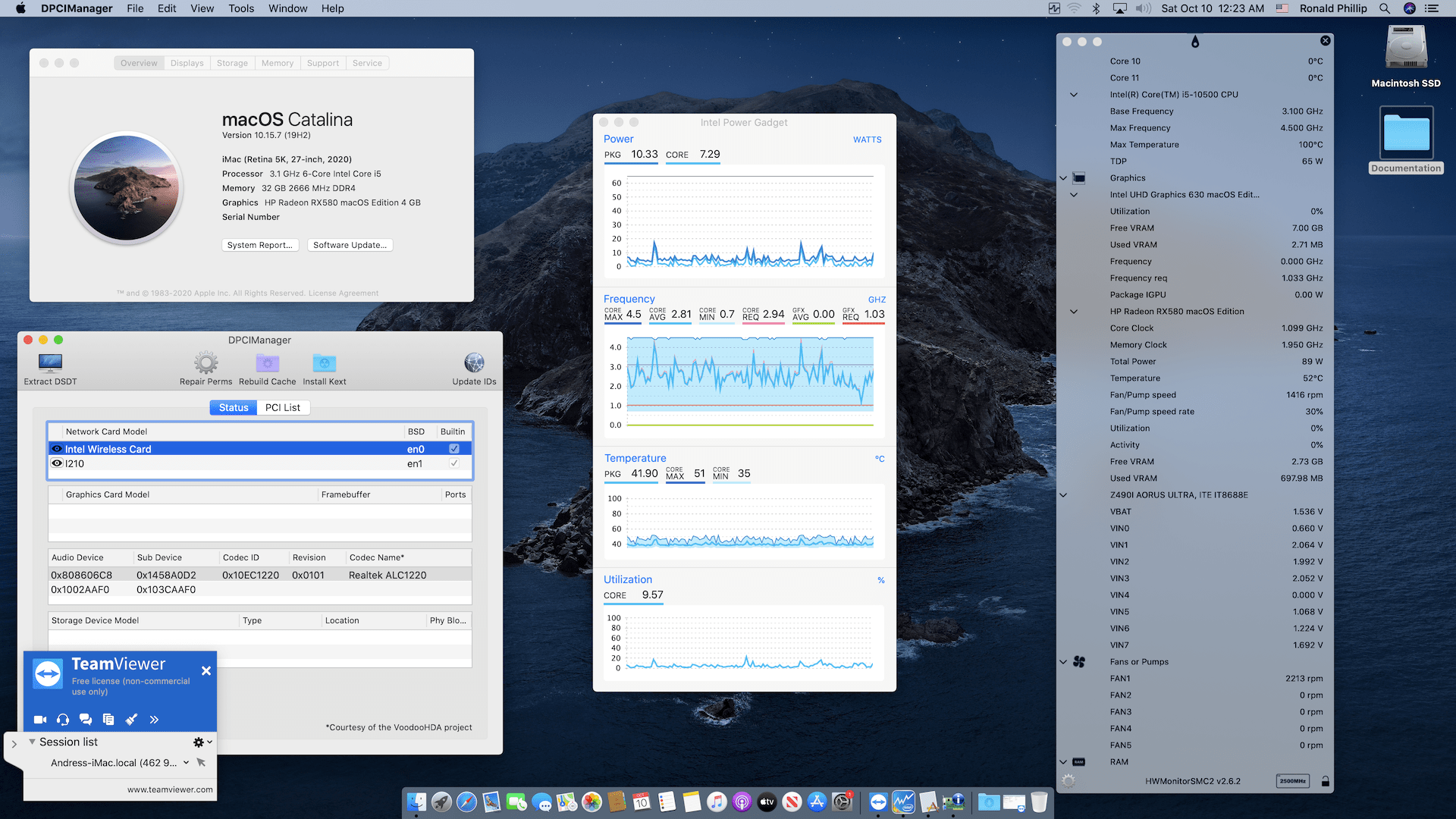 Success Hackintosh macOS Catalina 10.15.7 Build 19H2 in Gigabyte Z490I Aorus Ultra + Intel Core i5 10500 + HP AMD RX 580
